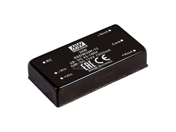 MEAN WELL RDDW20G-05, 18 - 75 V, 20 W, 5 V, 2 A, RoHS, 50,8 mm