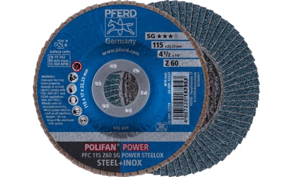 PFERD PFC 115 Z 60 SG POWER STEELOX, Metall, 13300 RPM, 11,5 cm, 10 styck
