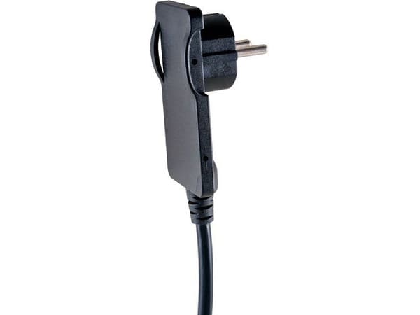 Orno Flatvinklet støpsel 2P 16A 250V med 1,5 m kabel, sort (OR-AE-1312/B)