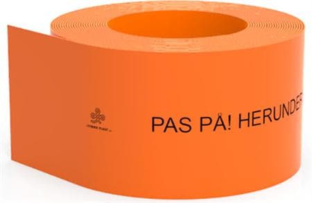 LETBÆK PLAST Kabeldæk Orange 2,2 x 170 mm "Pas På herunder lysleder" , 50 meter rulle. - (50 meter)