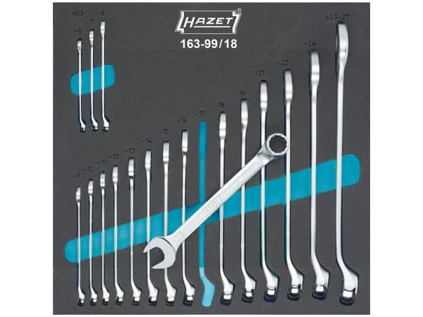 HAZET 163-99/18, 6,27 mm, Kromi, 2,67 kg, 342 mm, 344 mm, 18 kpl
