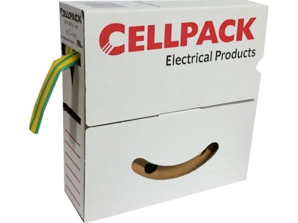 CellPack 127066 Kutistusputki ilman liimaa Vihreä-keltainen 9,50 mm Kutistumisnopeus:2:1 10 m 10 m