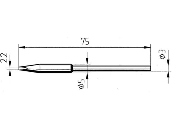 Ersa 0212FDLF Loddespids Mejselform, lige Spidsstørrelse 2.20 mm Indhold 1 stk