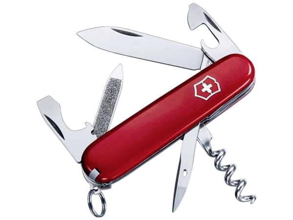 Victorinox Sportsman, Slip joint knife, Multi-tool knife, Cellidor, ABS syntetisk, Rød, Rustfritt stål, 13 verktøy