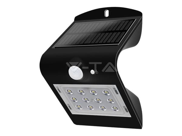 V-TAC VT-767-2 - Vegglampe - LED - 1.5 W - naturlig hvitt lys - 4000 K - soldrevet - svart