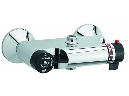 DAMIXA TMC termostatarmatur 1/2" bruserafgang ned, 1/2" tilslutning for bruser &amp; omskifter i håndtag, eksklusiv rosetter og tilgangsstykker