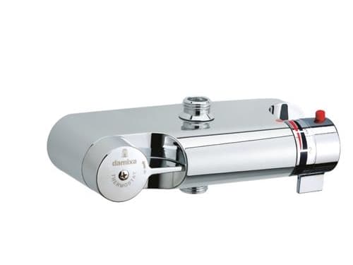 DAMIXA TMC termostatarmatur 1/2" bruserafgang ned, 1/2" tilslutning for bruser &amp; omskifter i håndtag, eksklusiv rosetter og tilgangsstykker
