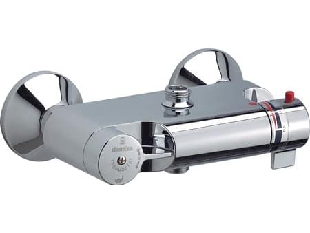 DAMIXA TMC termostatarmatur 1/2" bruserafgang ned, 1/2" tilslutning for bruser &amp; omskifter i håndtag, eksklusiv rosetter og tilgangsstykker
