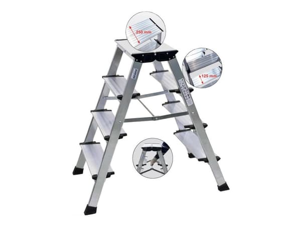 Krause MONTO Treppo 126047 Aluminium Dubbel stege pall Vikbar Arbetshöjd (max.): 2,85 m Silver 5,50 kg
