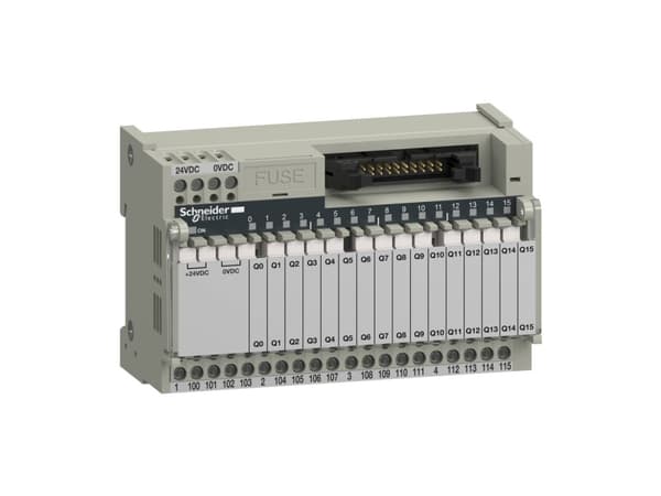 SCHNEIDER ELECTRIC Advantys Telefast ABE7. 16 erillistä relelähtöä 1 liitin lähtöä kohti. Ruuvi- ja HE10 -20-napaliitäntä