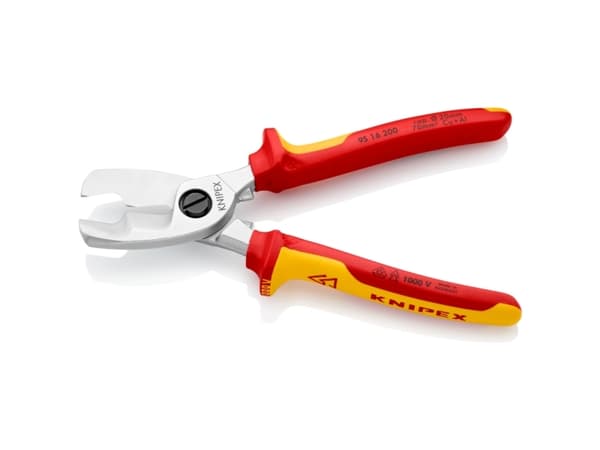 Knipex 95 16 200, Kaapelileikkuri, Punainen, Keltainen, Terästä, Kromi, Punainen, Keltainen, 2 cm, Saksa