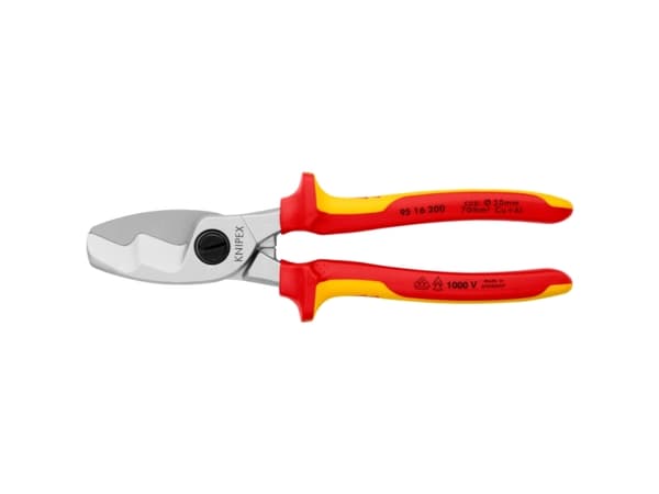Knipex 95 16 200, Kaapelileikkuri, Punainen, Keltainen, Terästä, Kromi, Punainen, Keltainen, 2 cm, Saksa
