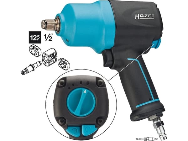 HAZET 9012EL-SPC, Mutterdragare, Svart, Blå, 1/2,1/4", 8000 RPM, 1700 nm, 1054 nm