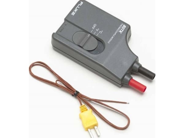 Fluke 80TK, Musta, Messinki, Punainen, Keltainen, -50 - 1000 °C, -58 - 1832 ° F, 2 °C, Banana plug, 9V