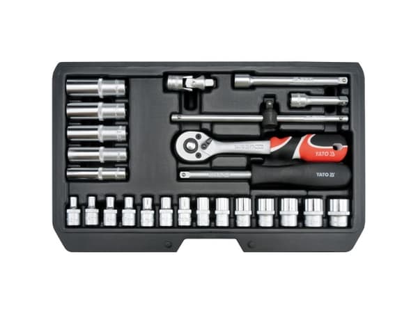 Yato YT-14461, Kromvanadiumstål, Sort, Metallisk, Rød, 25 verktøy