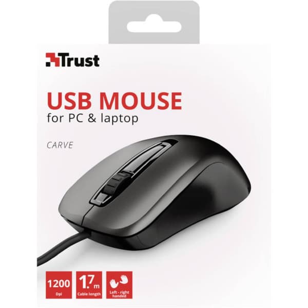 Trust CARVE WiFi mus USB Optisk Svart 3 Knappar 1200 dpi