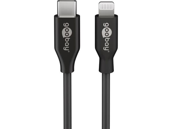 Goobay 39424, 1 m, Lightning, USB C, Hankjønn, Hankjønn, Sort