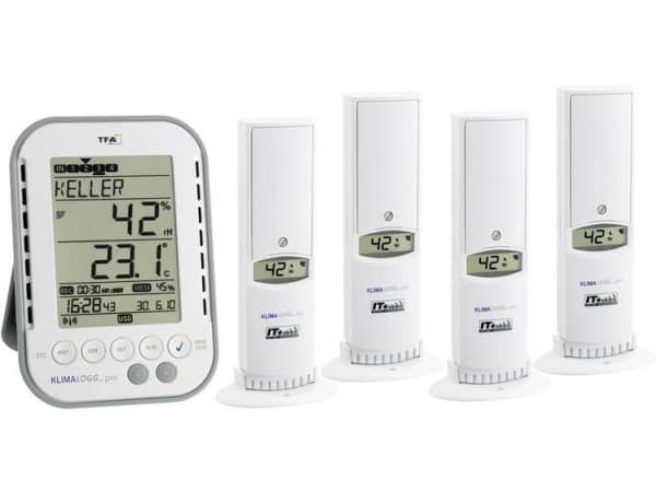 TFA Dostmann KLIMALOGG PRO Profi Set Luftfugtighedsmåler (hygrometer) 1 % rF 99 % rF TFA indeklima professionelt sæt, Dataloggerfunktion