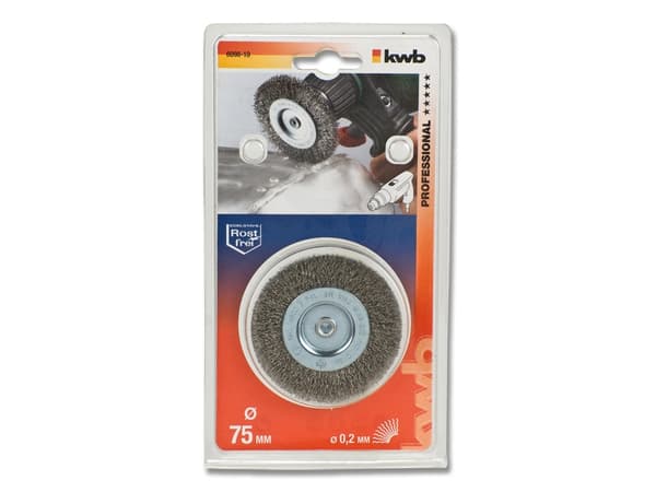kwb 609830, Stålborsthjul, 6 mm, 7,5 cm, 0,3 mm, Metall, Rostfritt stål, Sten, Trä