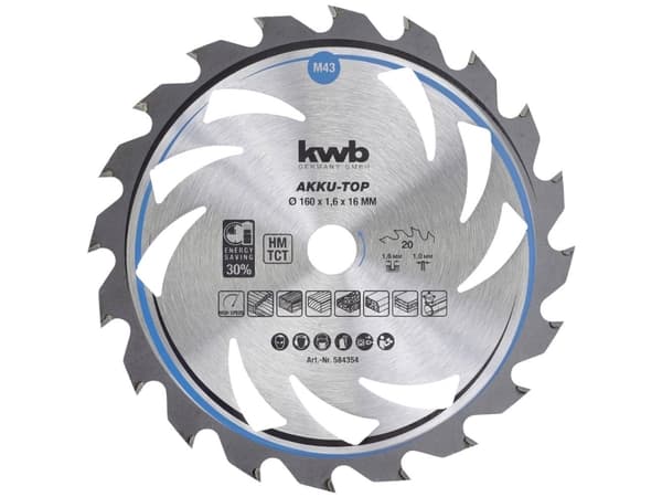 kwb 584354, Spånskiva, Hårt träslag, Plast, Plywood, Mjuka träslag, 16 cm, 1,6 cm, Tungsten Carbide Tipped (TCT), 1 mm, 1,6 mm