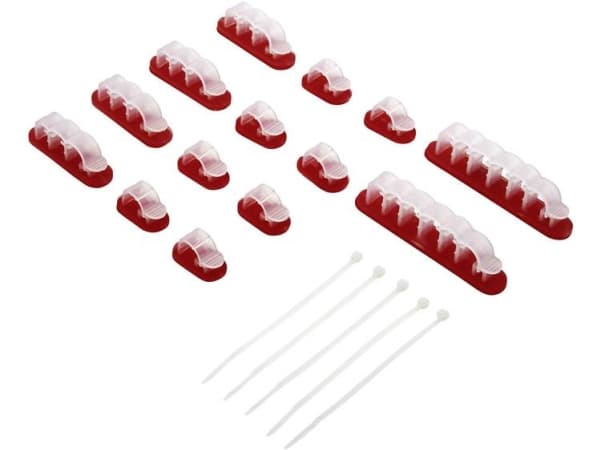 TRU COMPONENTS WCM-SET-TT Kabelhållare Självhäftande 1386629-1 Transparent 19 st