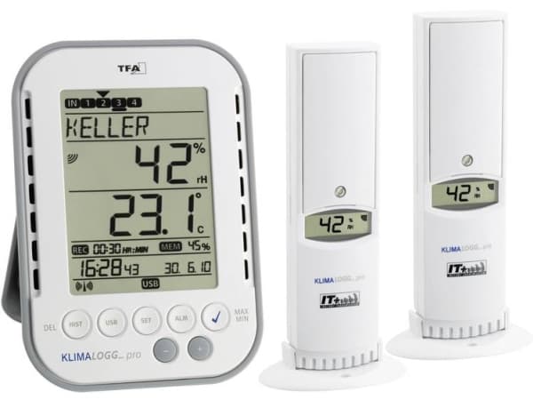 TFA Dostmann KLIMALOGG PRO Starter Set Luftfugtighedsmåler (hygrometer) 1 % rF 99 % rF TFA indeklima startsæt, Dataloggerfunktion