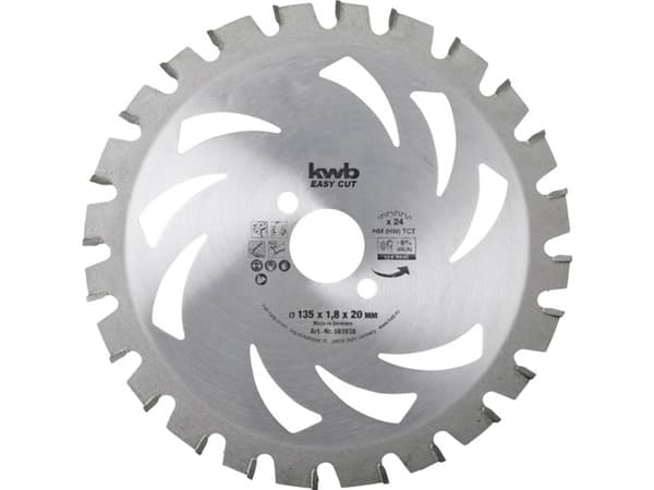 kwb 584738, Gjuten aluminium, Spånskiva, Hårt träslag, Icke-järnmetaller, Plast, Metallplåt, 16,5 cm, 2 cm, 1,4 mm, 2 mm, 1 styck