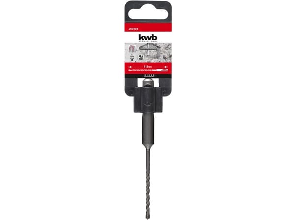 kwb 49260504, Rotasjons hammer, 4 mm, porebetong, Murstein, Betong, Sandsten, Stein, 11 cm, SDS Plus, Sort