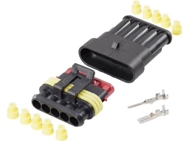 TE Connectivity Superseal-sats AMP-Superseal 1,5 mm Serie Totalt antal poler 5 Rutstorlek: 6 mm 30S006 1 sats