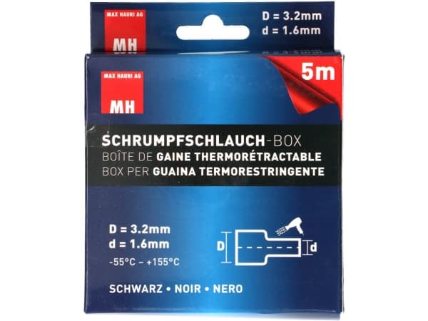 Max Hauri AG 132674, Kutistesukka, Musta, 5 m, 3,2 mm, 1 kpl, 1,6 mm