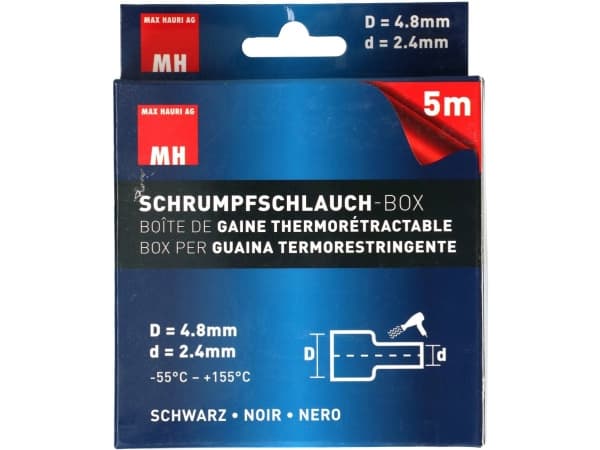 Max Hauri AG 132675, Kutistesukka, Musta, 5 m, 4,8 mm, 1 kpl, 2,4 mm