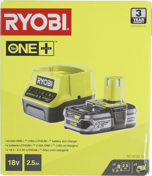 Ryobi ONE+ RC18120-125 - Batterilader + AC-strømadapter + batteri - Li-Ion - 2.5 Ah