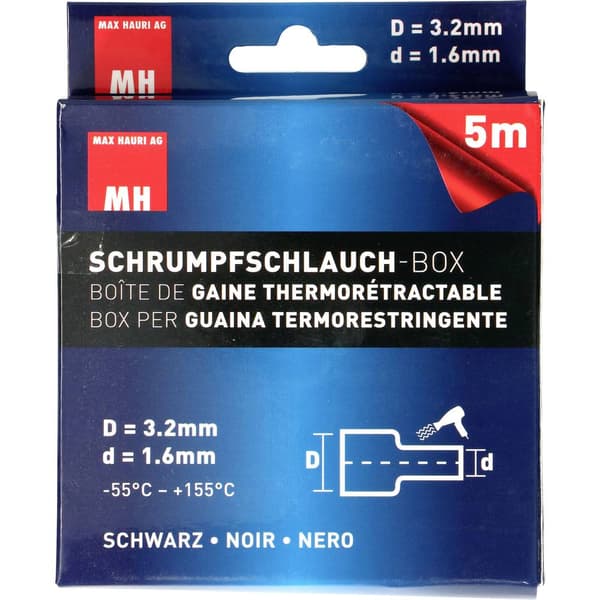 Max Hauri 132674 Krympslang Svart 1.6 mm 3.2 mm 5 m