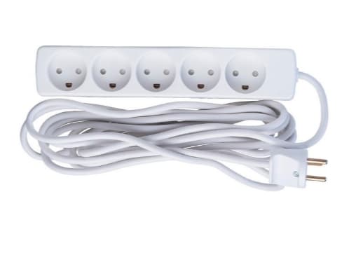 MicroConnect - Effektband - AC 230 V - ingång: Typ K - utgångskontakter: 5 (5 st. typ K) - 5 m sladd - Danmark - vit