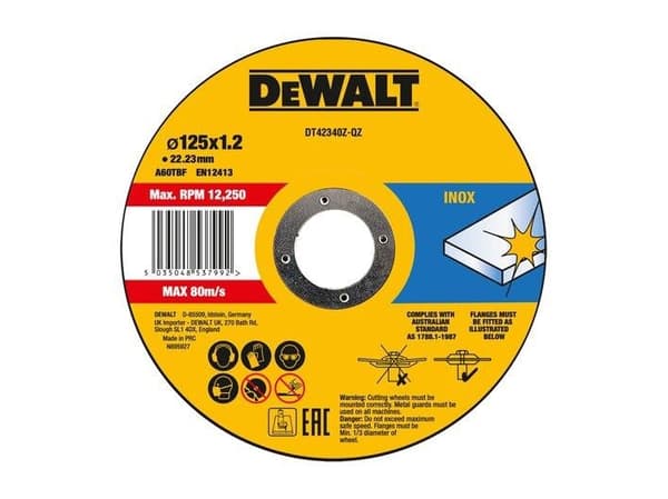 DeWALT DT42340Z-QZ - Leikkuukiekko - metallille, ruostumattomalle teräkselle - 125 mm