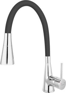 Ferro kitchen mixer ZUMBA II sink mixer, black flexible spout 2F, chrome