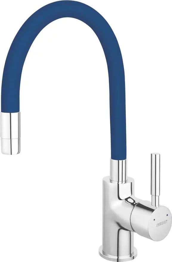 Kitchen mixer Ferro ZUMBA sink mixer, blue flexible spout, chrome