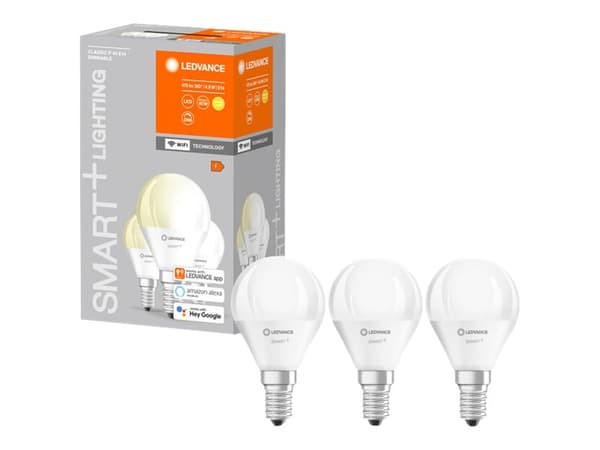LEDVANCE SMART+ - LED-lyspære - form: P46 - E14 - 4.9 W (ekvivalent 40 W) - klasse F - varmt hvitt lys - 2700 K - hvit (en pakke 3)