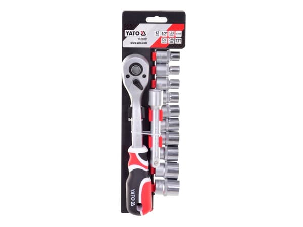 Yato YT-38821, Pipenøkkelsett, 12 stykker, Kromfarget, Oransje, Plast, Stål, 12,5 cm, 1,6 kg