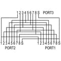 Miniatyrbild 3 av 3: Renkforce RJ45 Nätverk T-adapter CAT 5e [2x RJ45 hona - 1x RJ45 hane] 15.00 cm Metall