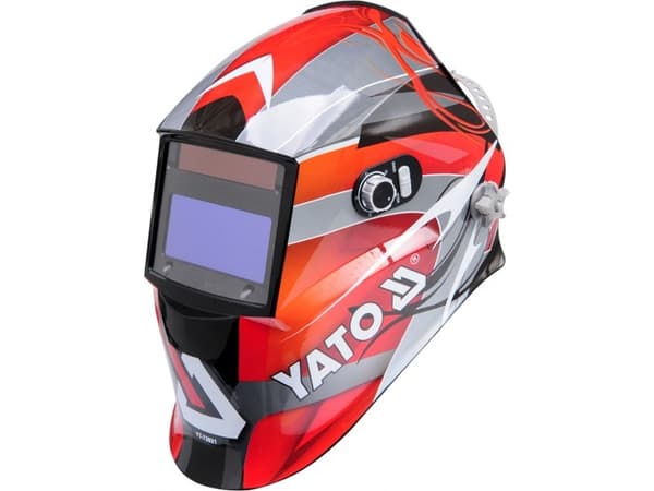Yato YT-73921, Welding helmet with auto-darkening filter, Svart, Röd, Silver, Polykarbonat, 9-13, 0,1 - 1 ms, EN 175:1997, EN 379:2003 + A1:2009
