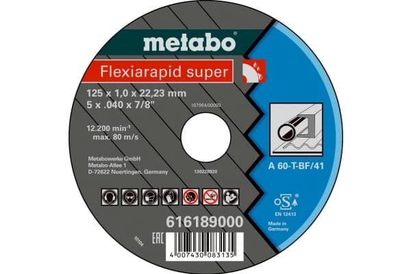Metabo 616189000, Klippskiva, Platt i mitten, Stål, Metabo, 2,22 cm, 12,5 cm