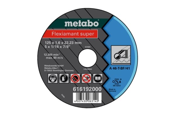 Metabo 616192000, Kutteskive, Flatt senter, Metall, Alle merker, 12,5 cm, Sort