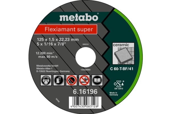 Metabo 616196000, levyleikkuri, Tasainen keskiosa, Keraaminen, Mikä tahansa tuotemerkki, 12,5 cm, Musta
