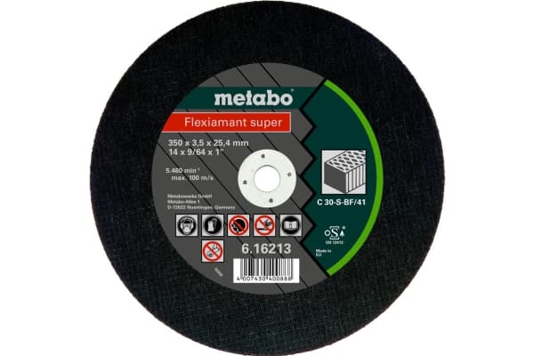 Metabo 616213000, levyleikkuri, Tasainen keskiosa, Kivi, Mikä tahansa tuotemerkki, 35 cm, 5460 RPM