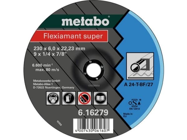 Metabo 616277000, Slipskiva, Nedsänkt i mitten, Stål, Metabo, 2,22 cm, 18 cm