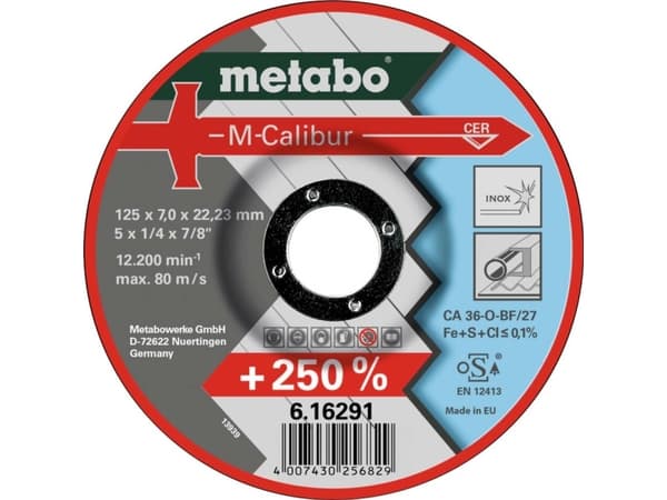 Metabo 616292000, Slipeskive, Stål, Keramisk fiber, 8500 RPM, Blå, Grå, Rød, Hvit, Rund