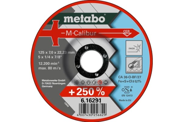 Metabo 616292000, Slipeskive, Stål, Keramisk fiber, 8500 RPM, Blå, Grå, Rød, Hvit, Rund
