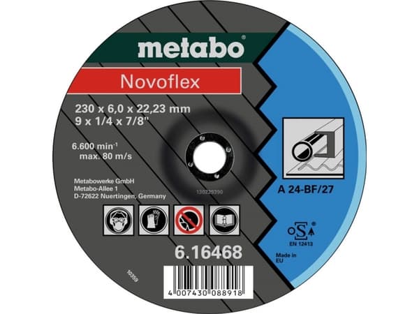 Metabo 616462000, Slipehjul, Metall, 12200 RPM, Blå, Grå, Rund, 2,22 cm