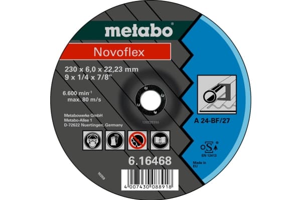 Metabo 616462000, Slipehjul, Metall, 12200 RPM, Blå, Grå, Rund, 2,22 cm